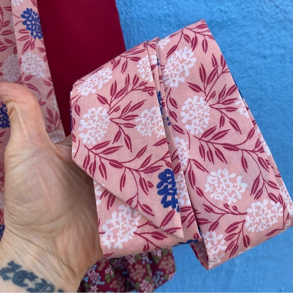 Vintage peasant gypsy Floral Patchwork Midi Skirt with sash floral and lace - Picture 5 of 15